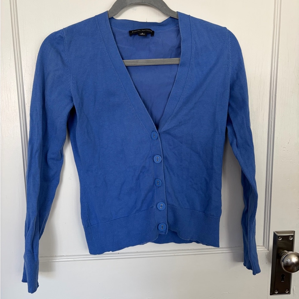 Banana Republic Blue V-Neck Cardigan